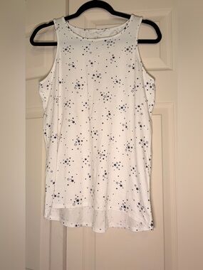 St. John's Bay White Tank Top with Navy Star Print